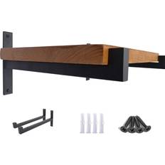 2 Pcs Steel Heavy Duty Shelf Brackets Wall Mounted Matte Black 12 Inches