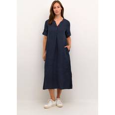Cream Maxi Dresses - Blue