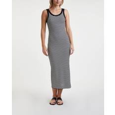 Klänning Ribbed Tank Svart/vit