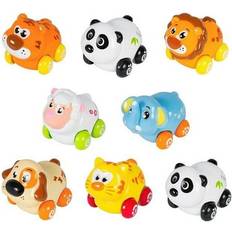 Cartoon Animals Friction Push & Go Toy Cars Playset