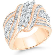 Macy's Rings Macy's Diamond Double-Row Center Ring 2 ct. t.w. in 14k Gold 14K White Gold or 14K Rose Gold Rose Gold