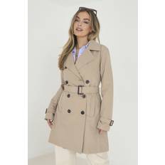 Brave Soul 'Brandy' Short Trench Coat Stone