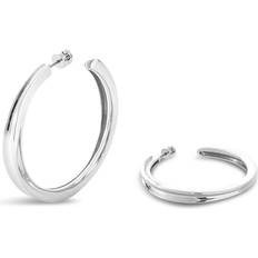 Silver Plated Earrings Jenny Bird Women's Slim Doune Hoops Silver