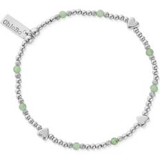 Aventurine Bracelets ChloBo New Love Silver Aventurine Heart Bead Bracelet SBAHEART