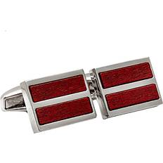 Rhodium Plated Cufflinks HSM Hsm Rhodium Plated Red Wood Cufflinks