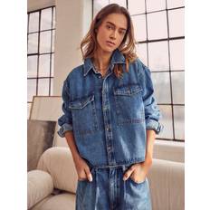 Denim - Woman Shirts Mint Velvet Indigo Cropped Denim Shirt, Blue