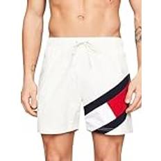 Tommy Hilfiger Recycled Fabric Swimming Trunks Tommy Hilfiger Flag Mid Length Drawstring Slim Swim Shorts IVORY