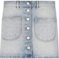 Azul Faldas Courreges Denim Mini Skirt Woman Gnawed Blue