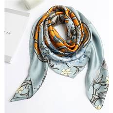 Grandado Kvinner hals silke skjerf firkantet skjerf foulard hijab dame blomstertrykk myke bandana skjerf sjal wraps