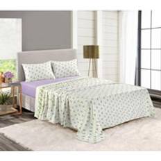 Homespace Direct Rosebud Flannelette Bed Sheet Purple