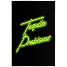 Framed Art Stupell Bb-660-Wood Tequila Problems Neon On MDF Print Framed Art