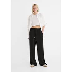 Stradivarius Soft-Touch Palazzo Trousers - Black