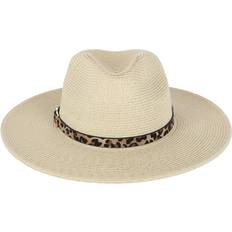 Leopard - Women Hats Karen Keith Women's Braided Toyo Fedora Sun Hat with Leopard Hat Band