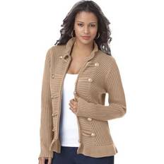 Cardigans Roaman's Plus Military Cardigan by in New Khaki Size 3X Sweater