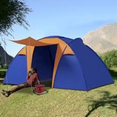 Blue Tents OutSunny 2 Room Camping Tent with Living Area and Awning for 4-6 Person Blue