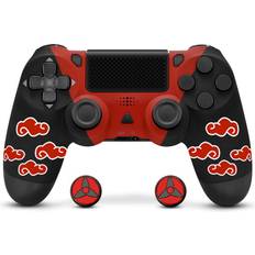 FTFVaska Controller PS-4 Wireless Compatible with PS-4/Slim/Pro, P4 Controller Gaming Gamepad with Charging Cable, Dual Vibration PS4 Remote Game Joystick Controller Red Cloudy