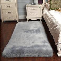 Carpets & Rugs Living and Home Rectangle Fur Sheepskin Fluffy Grey