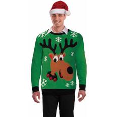 Christmas Jumpers Forum Novelties Adult Reindeer Ugly Christmas Sweater - Black/Yellow/Green