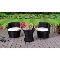 Comfy Living Black Outdoor Lounge Set, Table incl. 2 Chairs