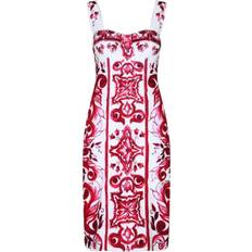 Dolce & Gabbana Dresses Dolce & Gabbana Maiolica Printed Tubino Dress Fuchsia