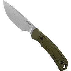 Hunting Accessories Kershaw Deschutes Skinner Fixed Blade Hunting Knife, Olive Handle with D2 Stainless Steel Drop Point Blade, Strong Grip with Finger Choil and Rubber Overlay, Includes Sheath