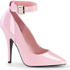 Pleaser Seduce-431 stilettoabsatz high-heels fesselriemchen pumps babypink lack Rosa