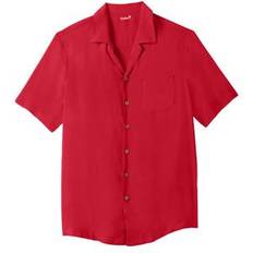 3XL - Women Shirts KingSize Plus Women's KS Island Solid Rayon Short-Sleeve Shirt by KS Island in True Red Size 2XL