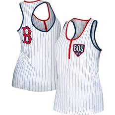 New Era Tank Tops New Era Women's White Boston Red Sox Pinstripe Henley Racerback Tank Top