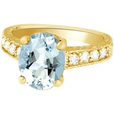 Blue - Engagement Rings Jewel Zone Vintage Style Engagement Ring - Gold/Aquamarine/Diamonds