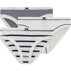White Knickers Children's Clothing Petit Bateau Pack of 3 Striped Briefs in Organic Cotton - White/Navy Stripes