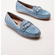 Parma Flat Ljusblå loafers med silverfärgat spänne