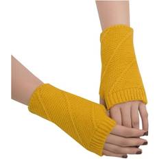 Women - Yellow Gloves & Mittens Ediodpoh Ediodpoh Women Girl Knitted Arm Fingerless Keep Warm Winter Gloves Soft Warm Mitten Gloves for Women Yellow