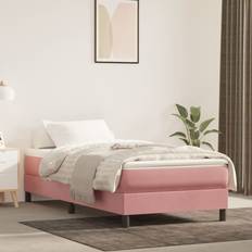 Lit Simple Ensembles de Lit Homie Sommier À Lattes De Lit Avec Matelas Rose 90x190 cm Velours