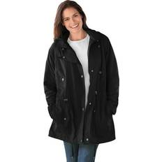 Woman Within Rain Clothes Woman Within Plus Fleece-Lined Taslon Anorak Rain Jacket