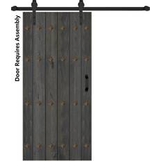 IsLife Mid-Century New Style 36 Carbon Finished Barn with Hardware Kit Sliding Door (x)