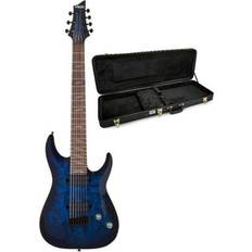 Schecter Omen Elite-7 7-String Electric Guitar See-Thru Blue Burst Bundle