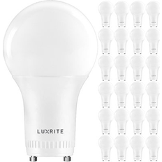 Light Bulbs Luxrite GU24 LED A19 Light Bulb 60W Equivalent, 800lm, Dimmable, 9W, Enclosed Fixture Rated, UL Listed, E26, 24-Pack 3000K Warm White