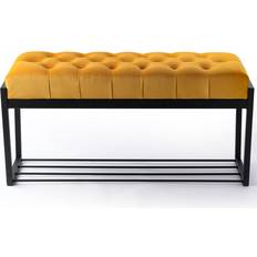 Black Settee Benches Ebern Designs Gepolsterte Erdit Sofabank