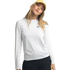 White Rash Guards & Base Layers Nike Swim Women's Essential Long Sleeve Hydro Rash Guard White Large/White