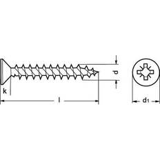 Metal Skruer Dresselhaus 4003530004070, Skrue, Metal, Universel, Flad, tråd, Forsænket hoved 1000stk