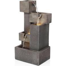 White Fountains & Garden Ponds Alpine Corporation 5-Tier Cascading Fountain with Warm White Lights