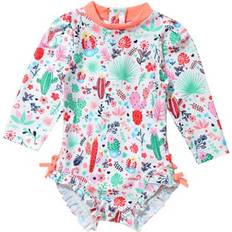 Babies Swimsuits iiniim iiniim Baby Girls Swimwear Long Sleeve Sun Protection Zipper Rash Guard One Piece Swimsuit Bathing Suit