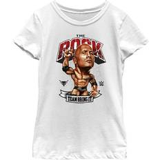 Tops Fifth Sun Girl WWE The Rock Team Bring It Bobble Head Graphic Tee White