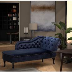 Rosdorf Park Foyil Chaise Lounge Navy Blue 77cm Sofa