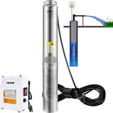 Plumbing VEVOR Deep Well Submersible Pump 37GPM 3 HP 640 ft. Head Water Pump with 33 ft. Cord External Control Box for Home Irrigation