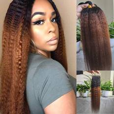 N/C Ombre Human Hair Bundles With Closure Kinky Straight Ombre Brazilian