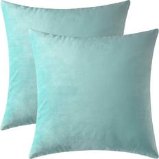 Mixhug Set of 2 Cozy Velvet Throw Pillow 18 x 18 Inches Cushion Cover Turquoise