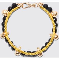 boohooMAN Mens Gold Skull Bead And Chain Bracelets