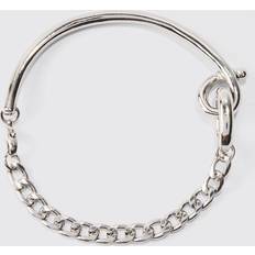 Mens Metal Tab Detail Bracelet In Silver Grey One