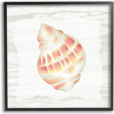 Stupell Pink Rustic Seashell by Anne Bailey Black Framed Art 24x24"